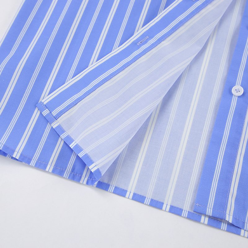Striped Collared Long-Sleeved Pants Suit - Image 7