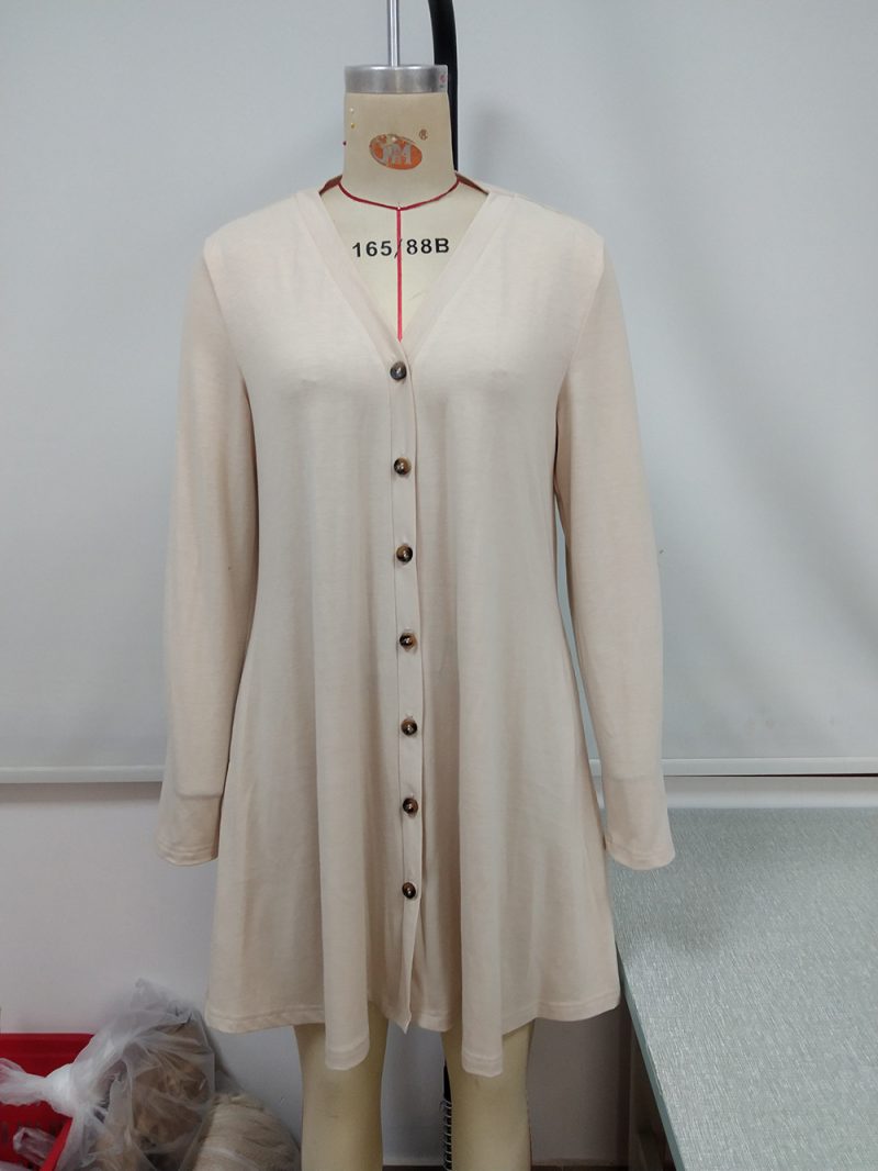 V-Neck Long Sleeve Shacket Dress for Women - Image 8
