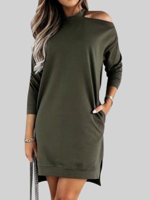 Off-Shoulder Split Long Sleeve Slim Dress for Women