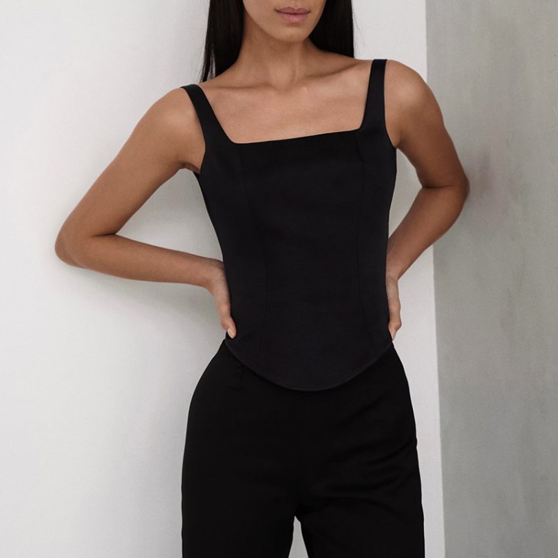 Sultry White Square Collar Sleeveless Camisole - Image 4