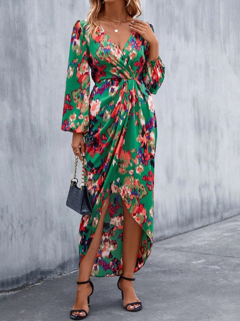 Colourful Printed Asymmetric Maxi Dress - Image 7