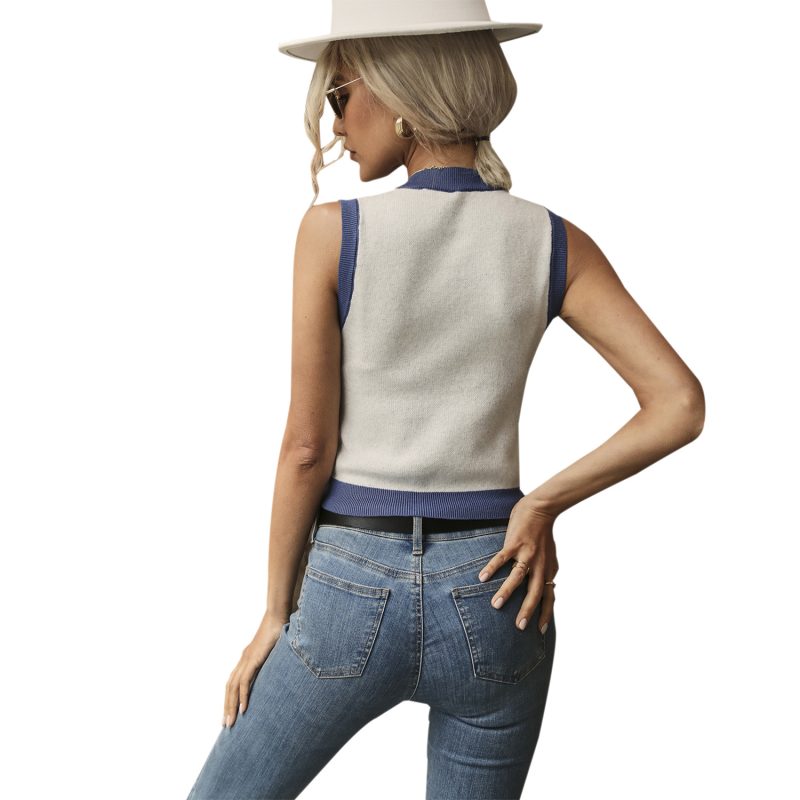 Color Matching Rhombus Plaid Sweater Vest - Image 2