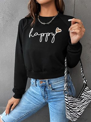 Short Letter Graphic Print Sweatshirt