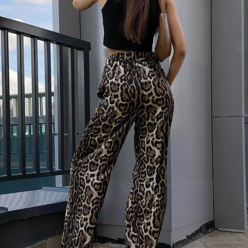 Leopard Print Wide Leg Trousers - Image 3