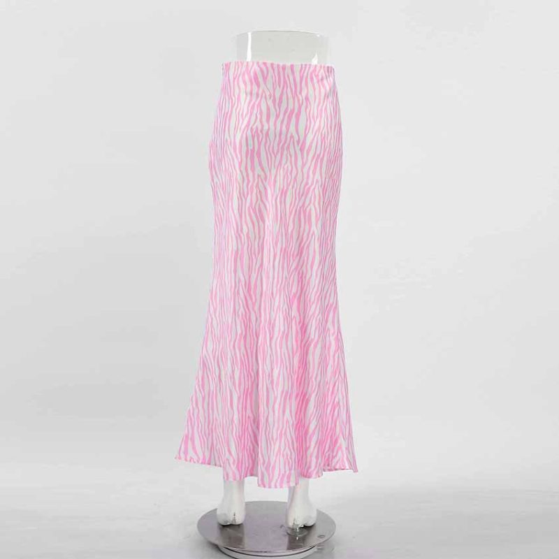 French Design Zebra Pattern High Waist Fishtail Skirt - Image 3