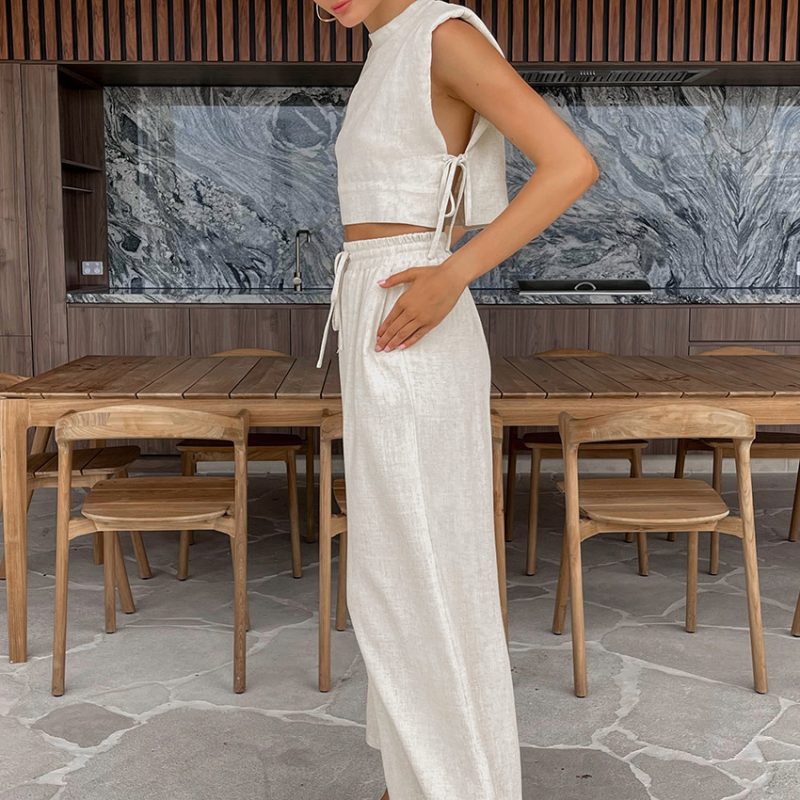 Summer Padded Shoulder Top & Trousers Set - Image 2