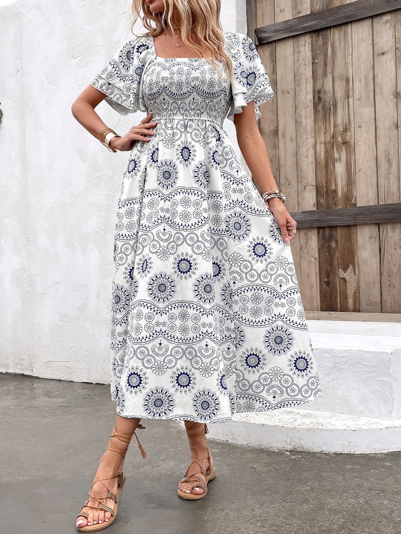 Printed Square Collar High Waist Women's Summer - Image 2