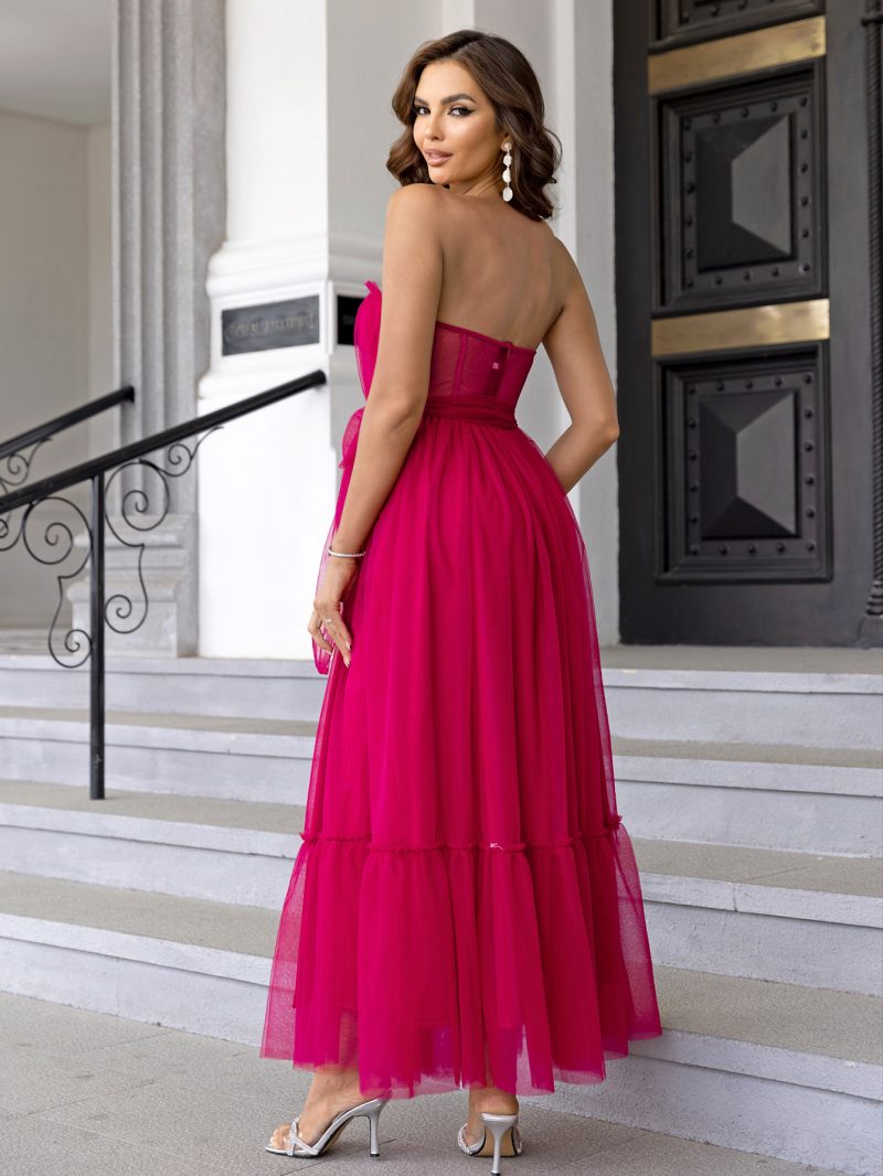 Sexy Lace-Up Mesh Ruffled Dress - Image 5