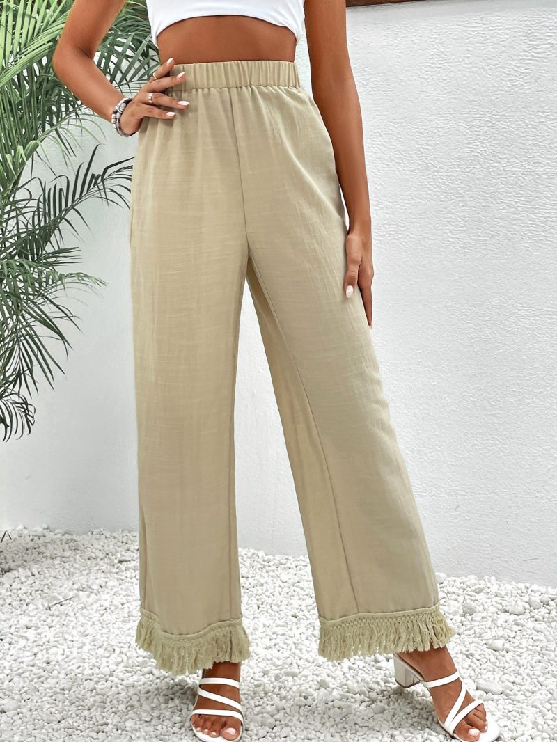 Cotton Linen High Waist Wide Leg Trousers - Image 3