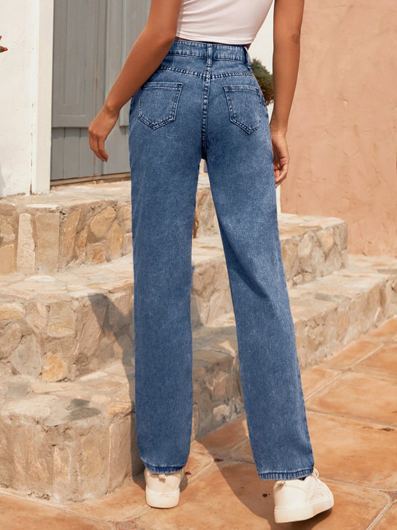 Retro High Waist Denim Trousers - Image 3