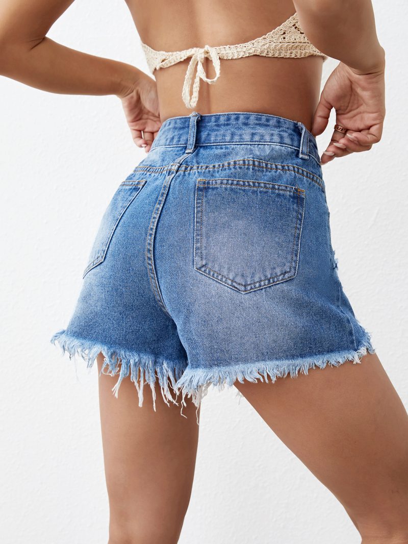 Loose High Waist Denim Shorts - Image 5
