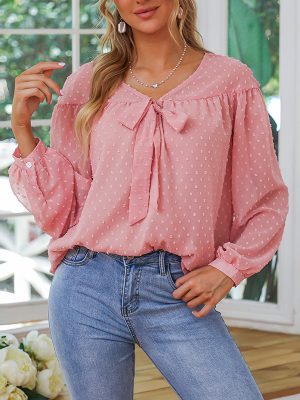 Lace-Up Solid Color Shirt