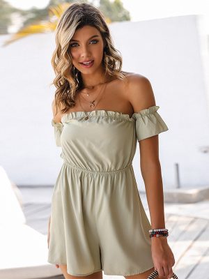 Lace Off-Shoulder High Waist Summer Jumpsuit