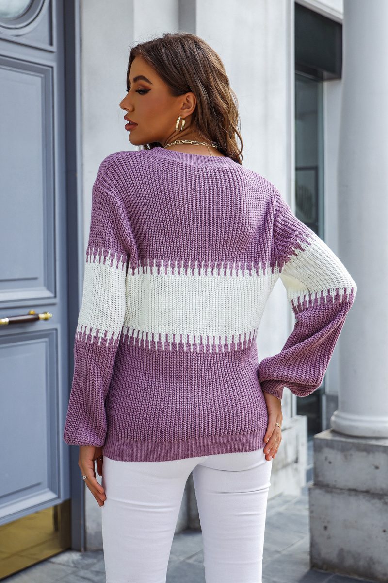Color Matching Casual Sweater - Image 5