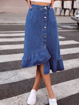 Trendy High Waist Slimming All-Matching Denim Skirt