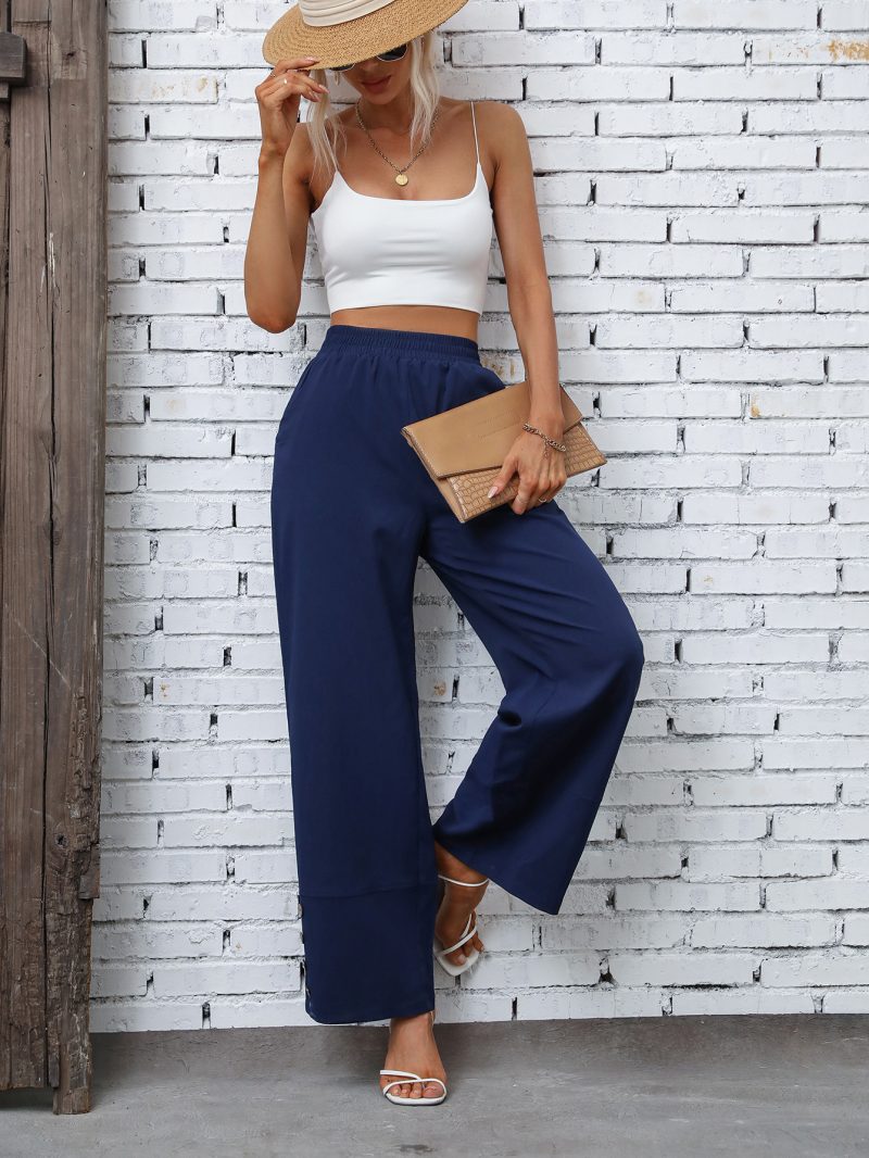 Solid Color Loose Casual Trousers - Image 3