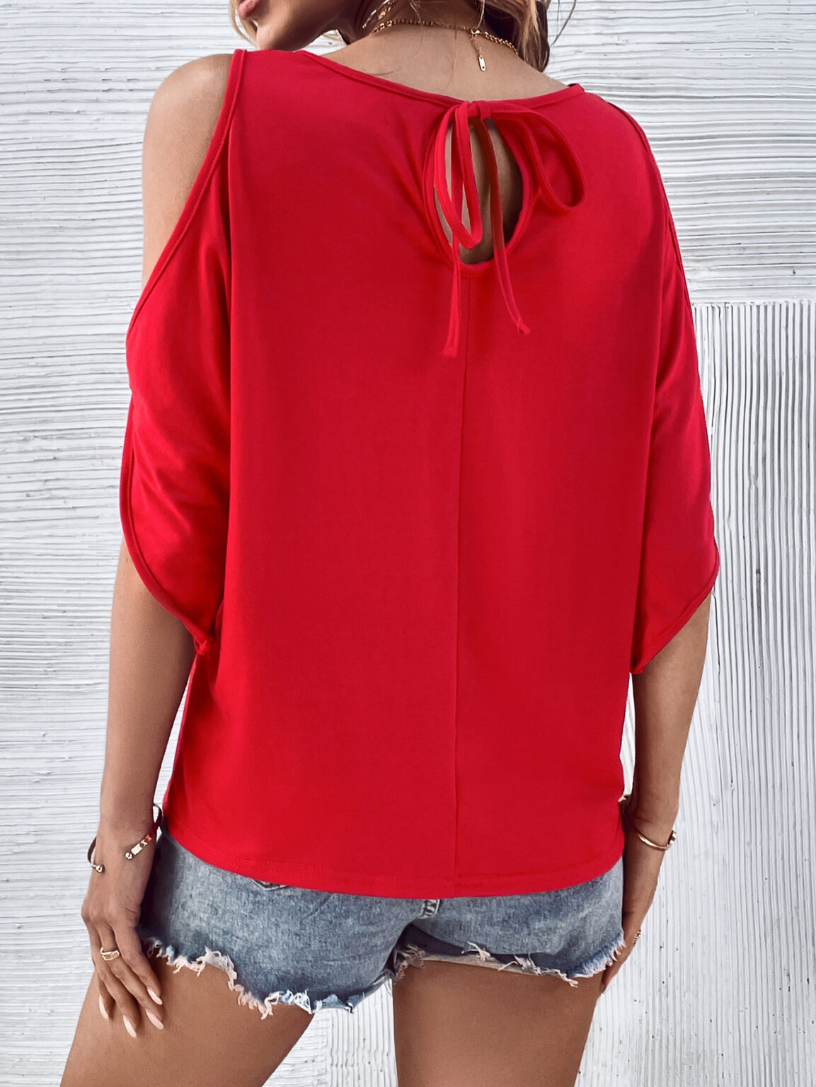 Sexy Solid Color Shoulder Strap T-shirt - Image 5