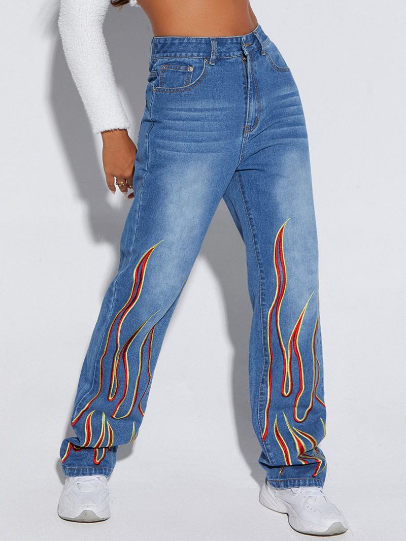 Fashionable Slimming Printed Denim Jeans - Image 3
