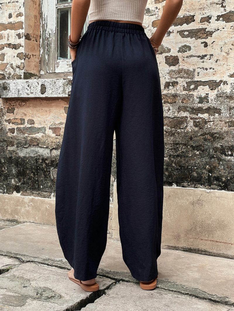 Solid Color Pocket Casual Trousers - Image 4