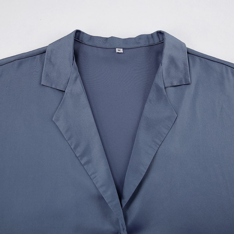 Satin Office Two-Piece Set in Elegant Blue - Image 6