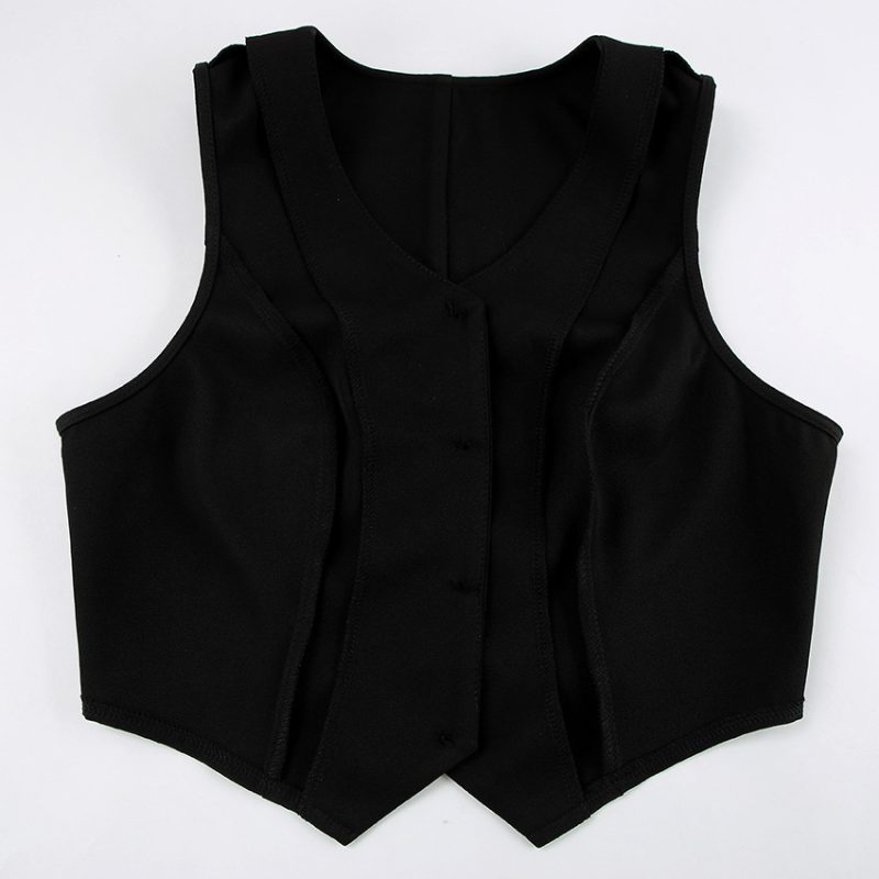 V-Neck Waistcoat Vest & Straight Leg Trousers Set - Image 5