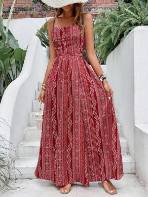 Bohemian Backless Cami Maxi Dress for Slimming Summer Style