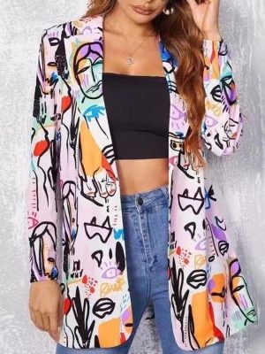 Printed Long Sleeve Coat