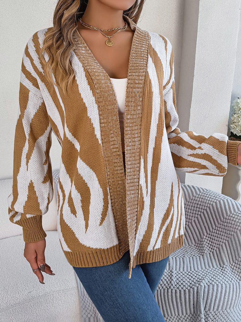 Zebra Pattern Cardigan Sweater Coat - Image 4