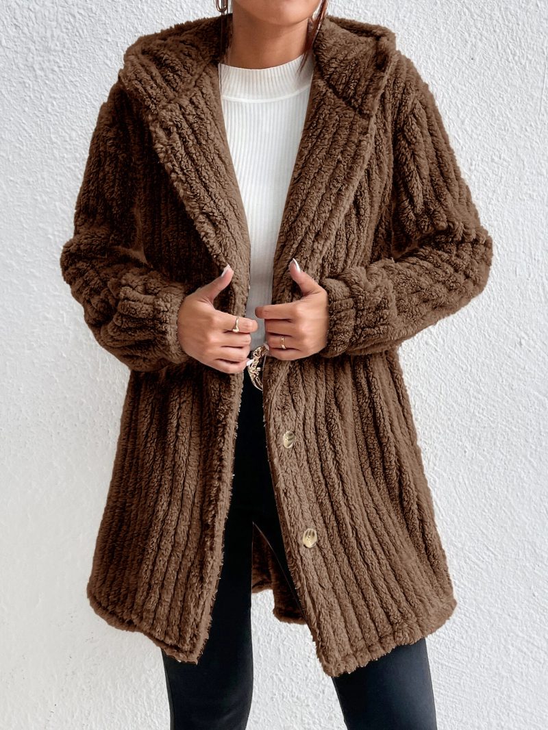 Rabbit Plush Hooded Long Coat - Image 4