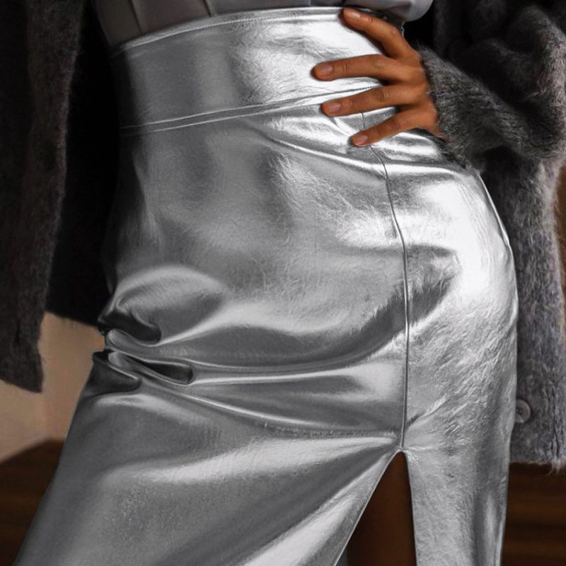 Silver Futuristic High Waist Skirt - Image 3