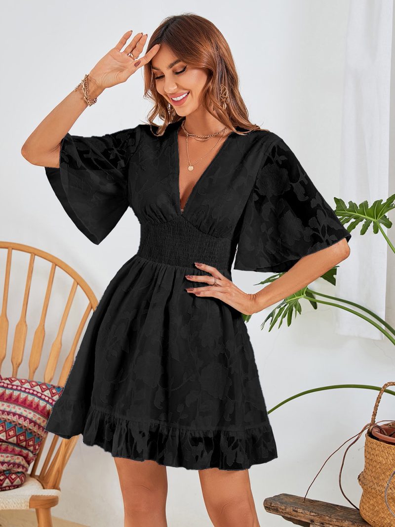 Chiffon Floral Ruffle A-Line Dress - Image 3