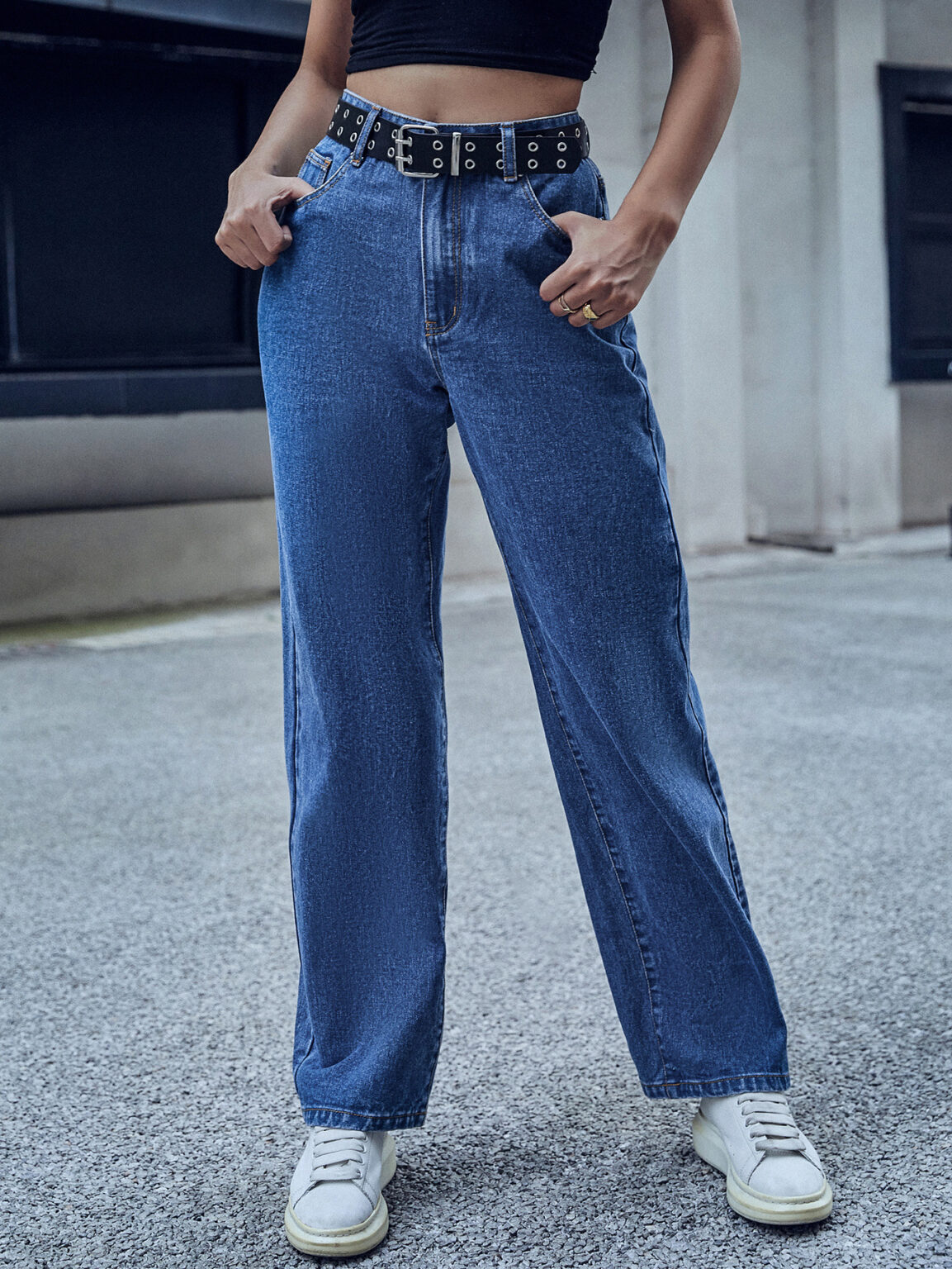 High Waist Straight Leg Jeans - Image 5