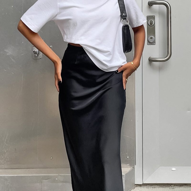French Office Satin Drape Fishtail Skirt - Image 4