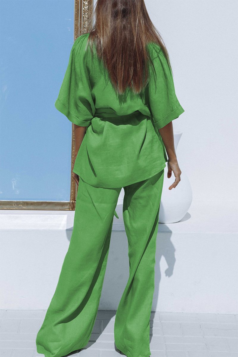 Cotton Linen Short-Sleeved Two-Piece Suit - Image 6