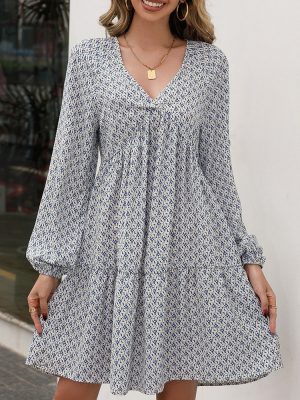 Floral Print V-Neck Tarta Dress for Women