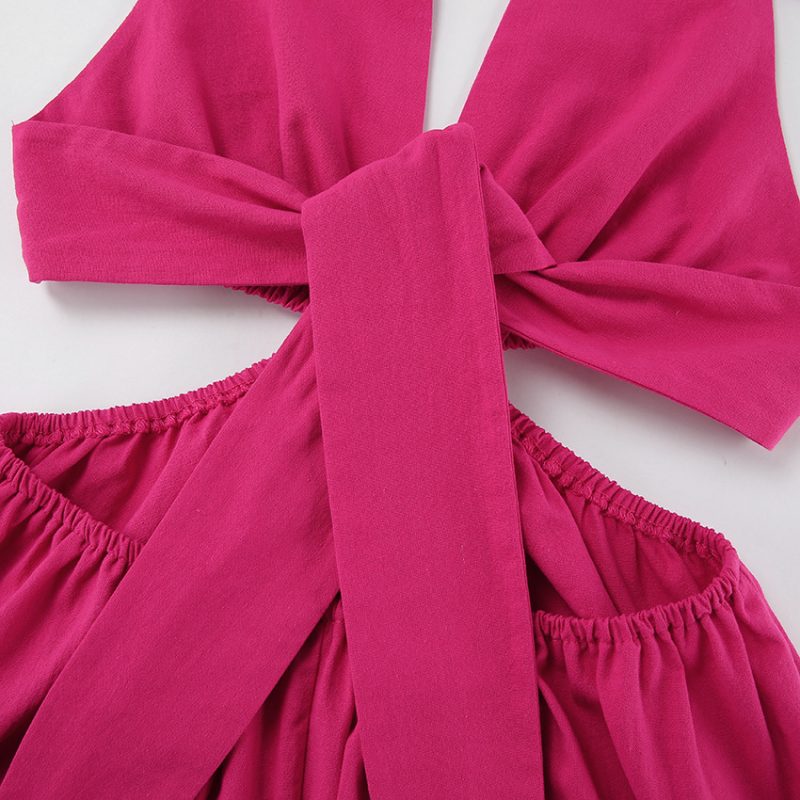 Backless Cotton Linen Halter Maxi Dress - Image 8