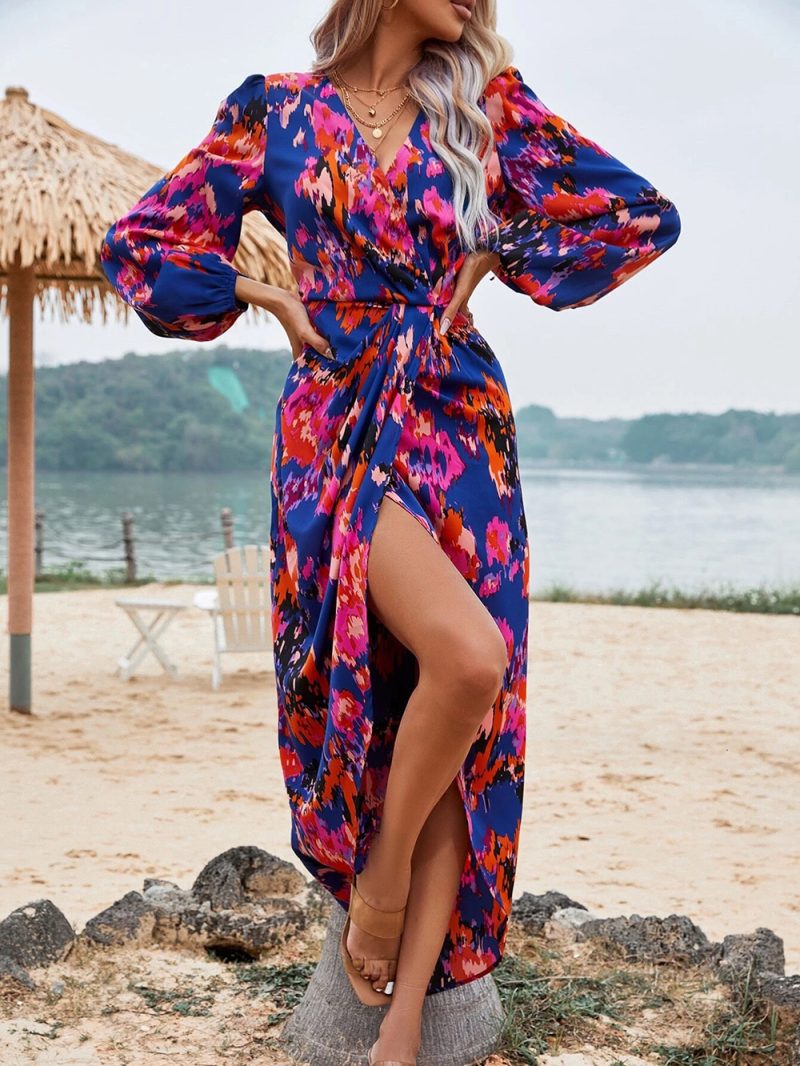 Colourful Printed Asymmetric Maxi Dress - Image 8