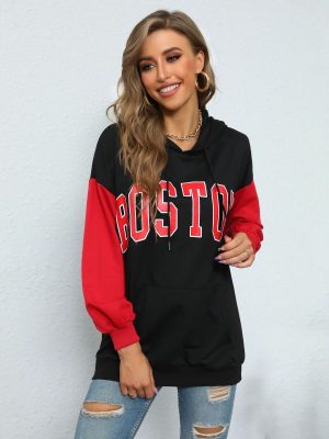 Letter Graphic Hooded Sweater for Women