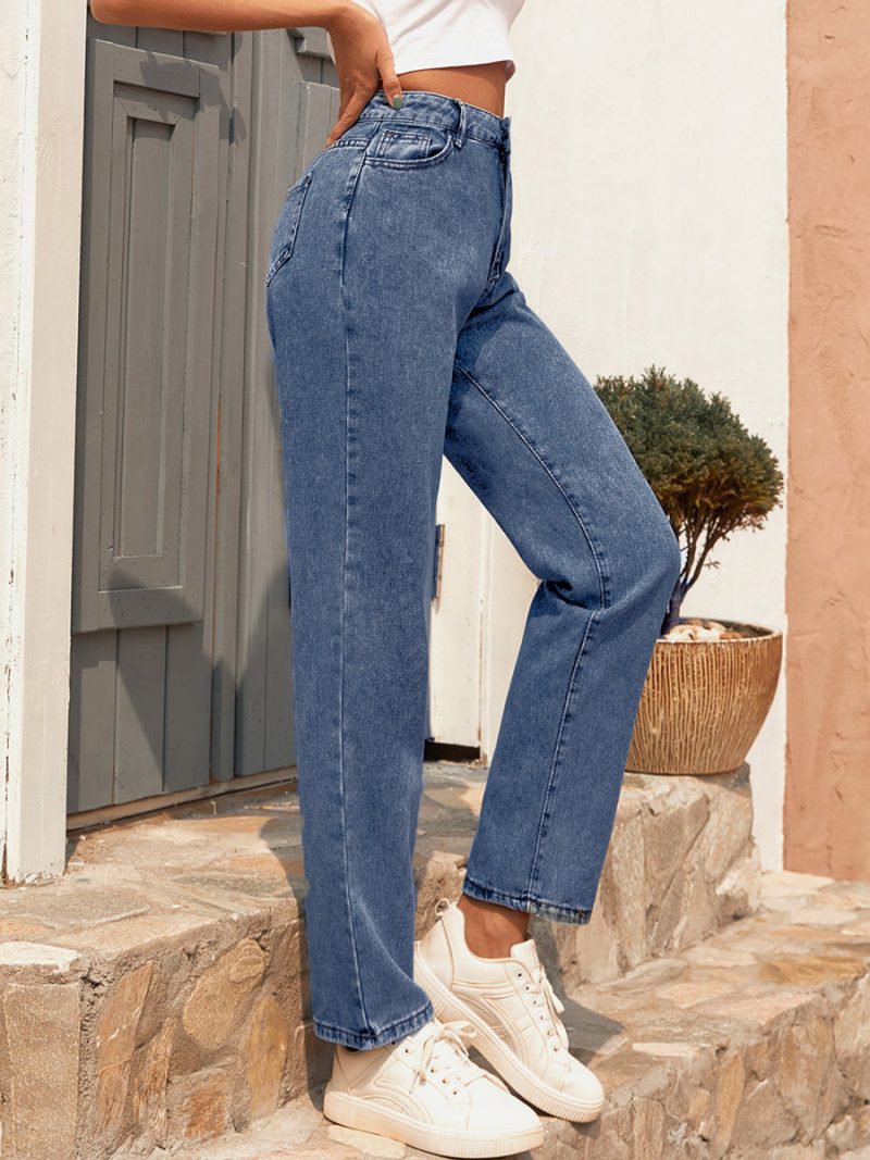 Retro High Waist Denim Trousers - Image 5