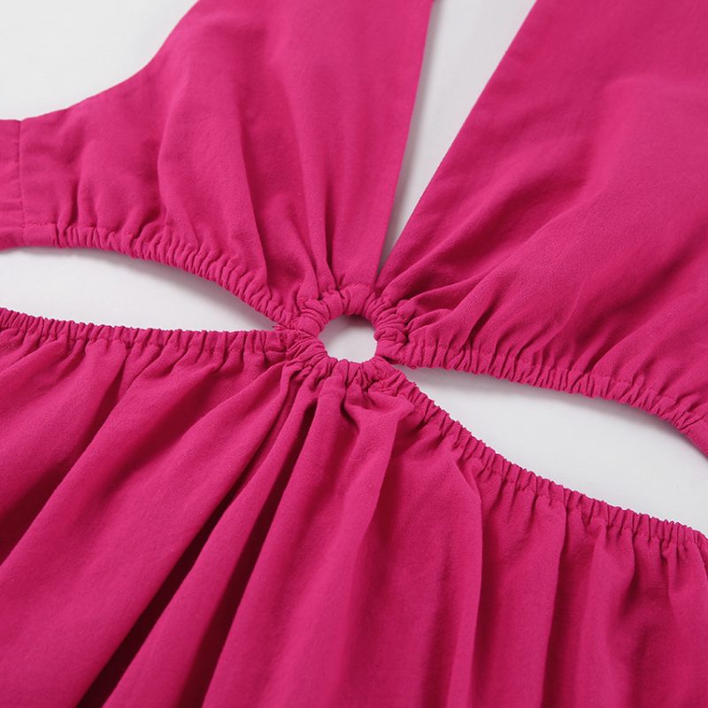 Backless Cotton Linen Halter Maxi Dress - Image 11