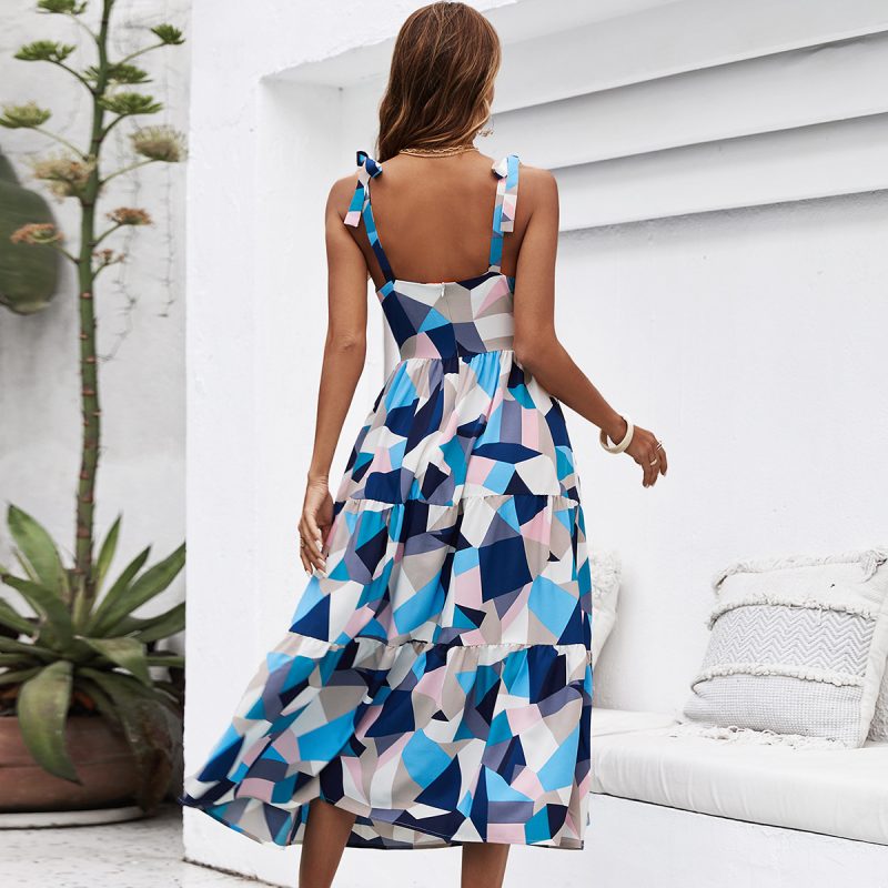 Geometric Cami Dress, Abstract Pattern - Image 4