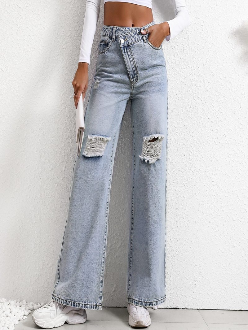 Women's Loose Wide Leg Ripped Jeans - Image 2
