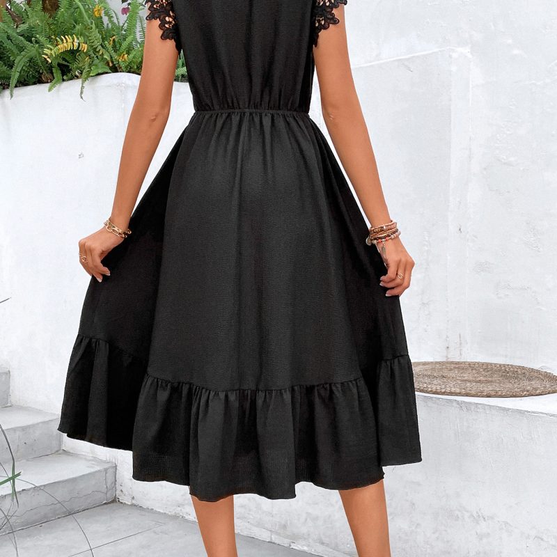 Lace Ruffled High Waist Midi Dress - Image 2
