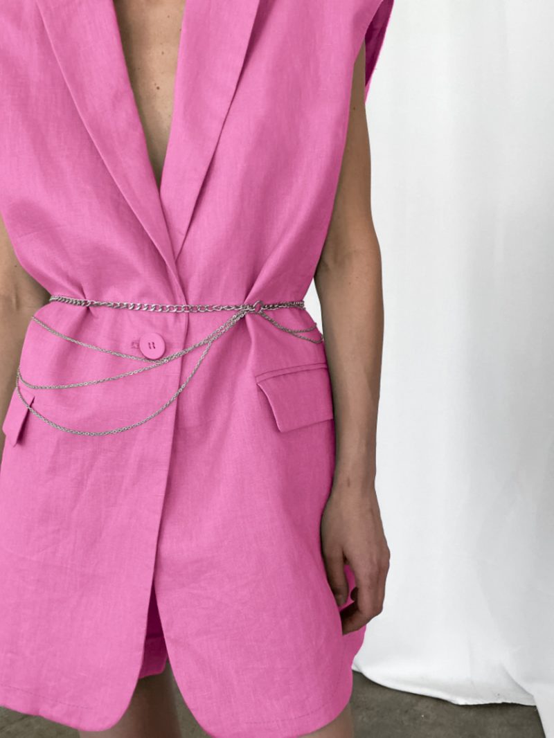 Summer Cotton Linen Sleeveless Vest and Shorts Suit - Image 6