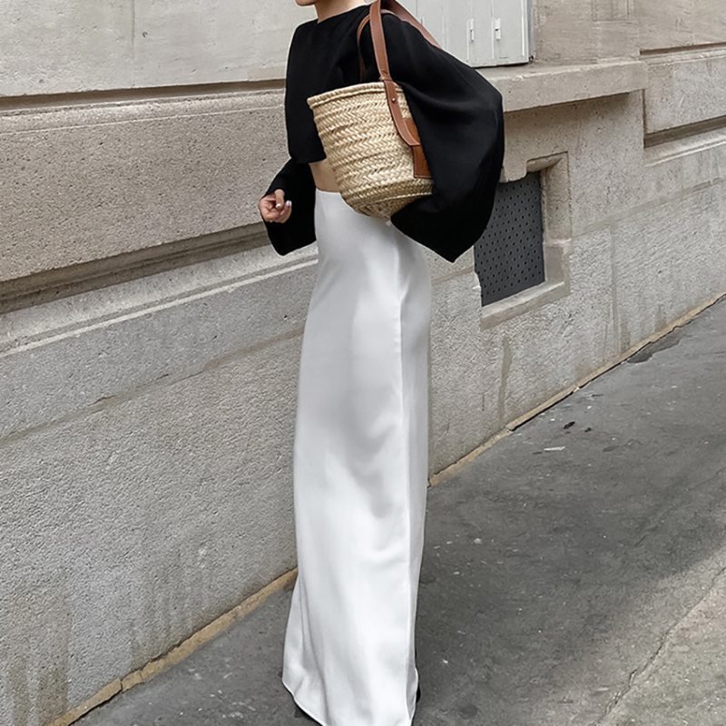 White Satin Cocktail Fishtail Skirt - Image 4
