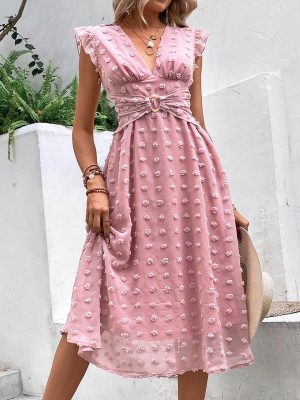 Jacquard Ruffled Midi Dress