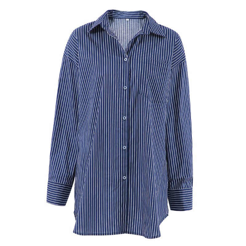 Retro Blue & White Striped Shirt for Stylish - Image 5