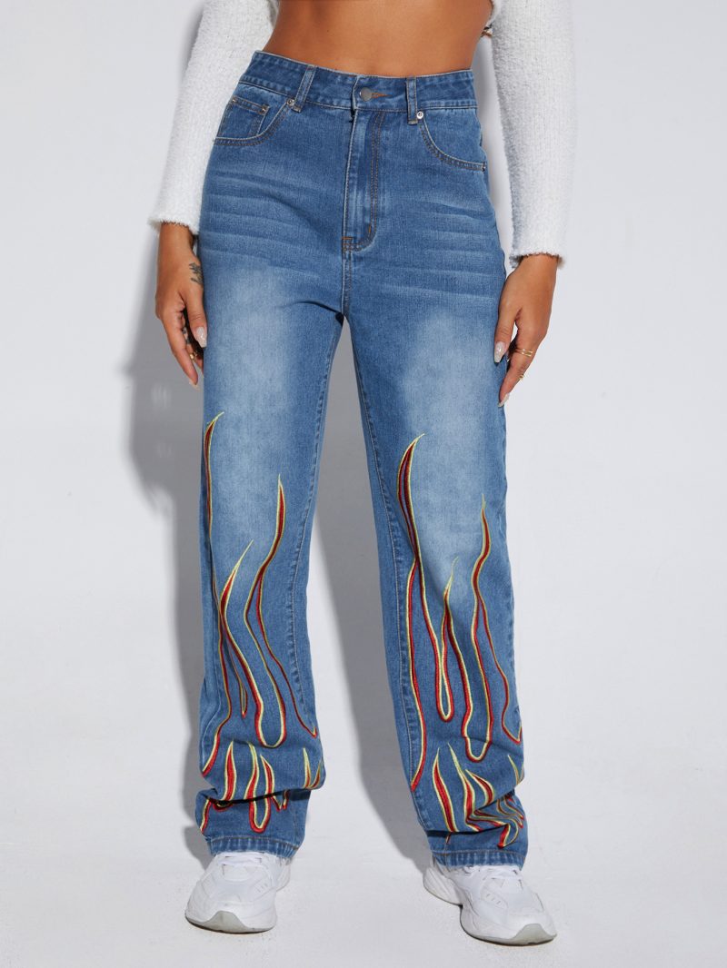 Fashionable Slimming Printed Denim Jeans - Image 4