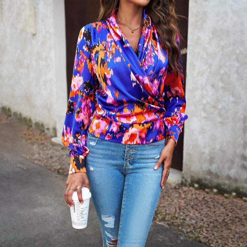 Autumn Printed Satin Bubble Top - Image 3
