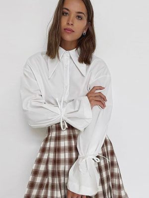 Spring/Summer Office Bow Design White Shirt